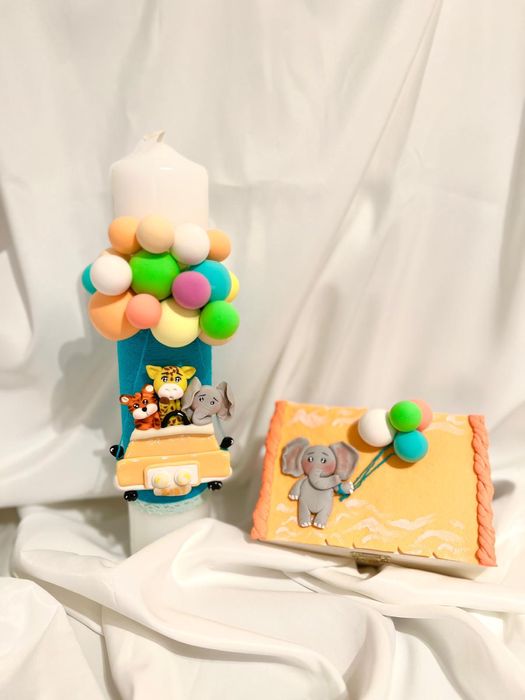 Lumanari botez handmade +cadou, cutie pentru moț