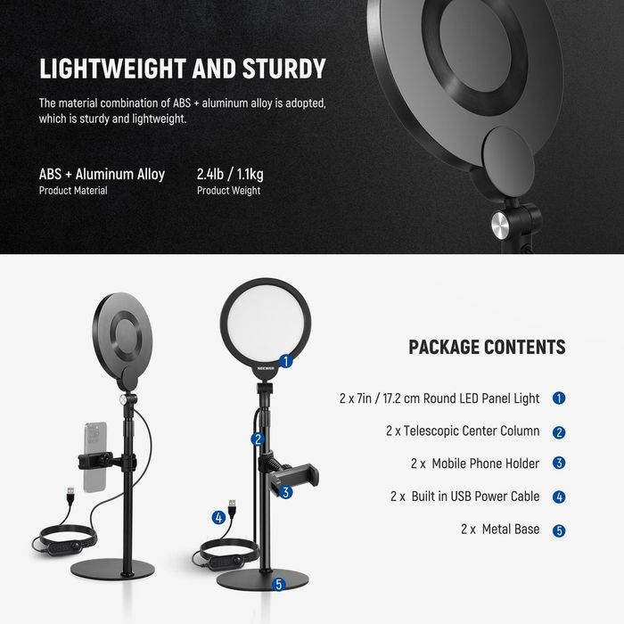 Комплект от 2 броя NEEWER BASICS R06 7" LED лампи