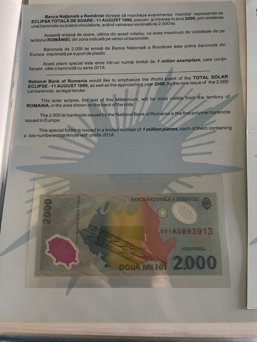 Bancnote eclipsa,serie 001A