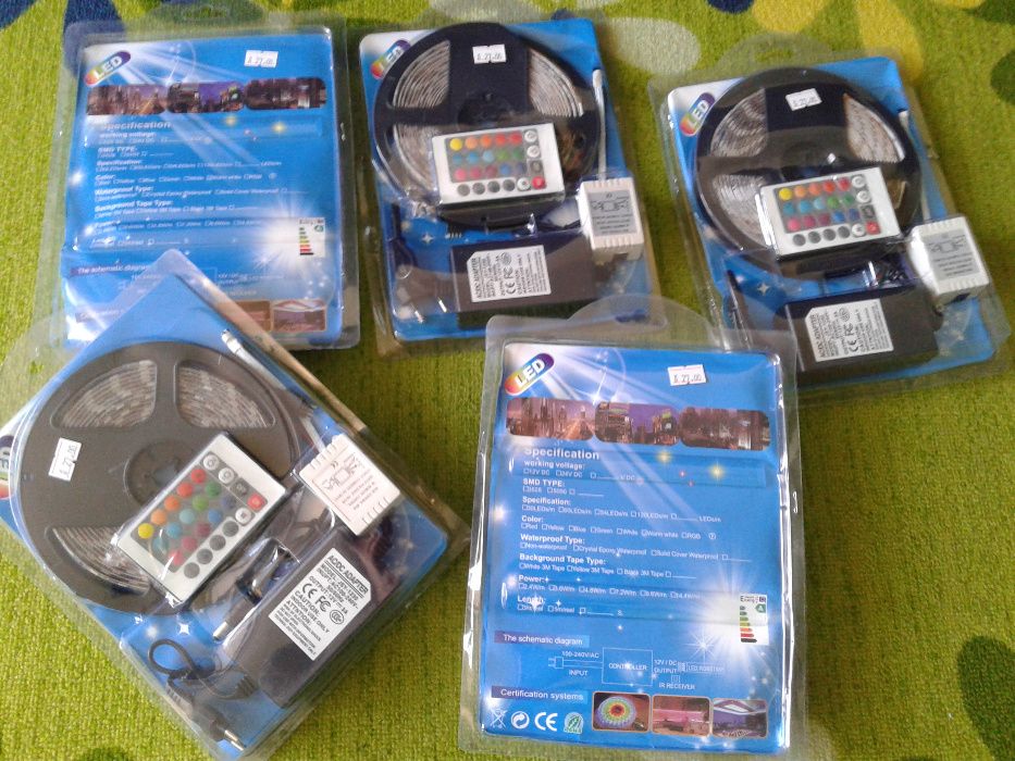 Намалено от 27 лв-Лед осветление RGB 5050 LED лента Лед лента 5м Диоди