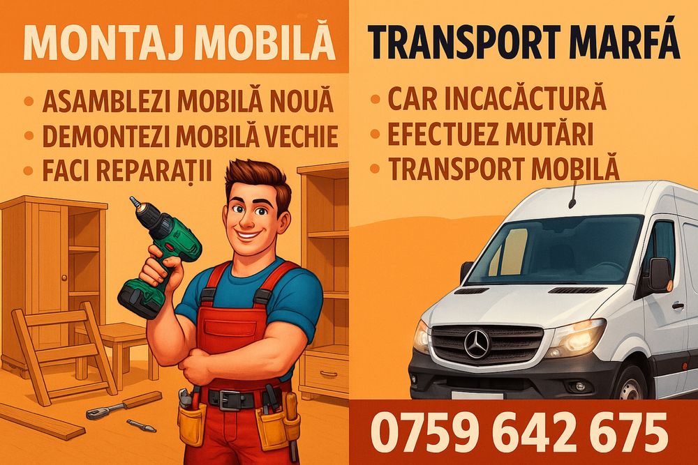 Servicii Profesionale de Montaj mobilier/ transport duba