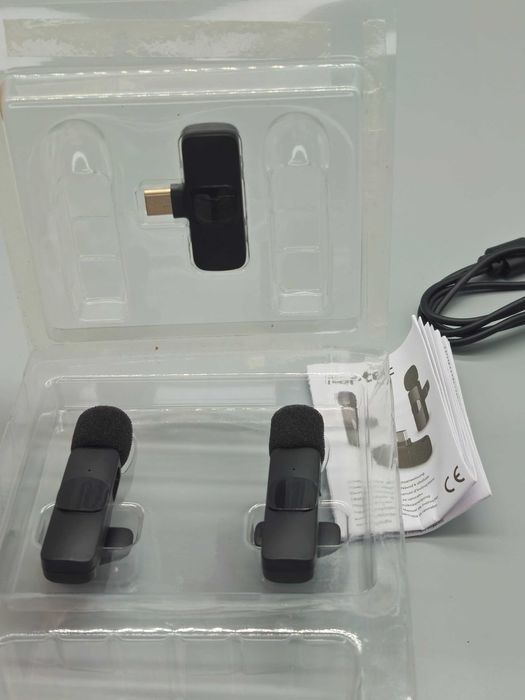 Безжичен клипс микрофон комплект с 2 микрофона и USB-C приемник