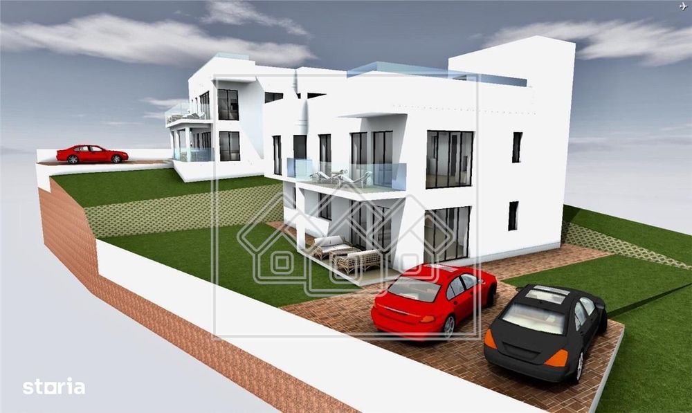 Casă de vânzare în Cisnădioara – rooftop cu piscină infinity, panoramă