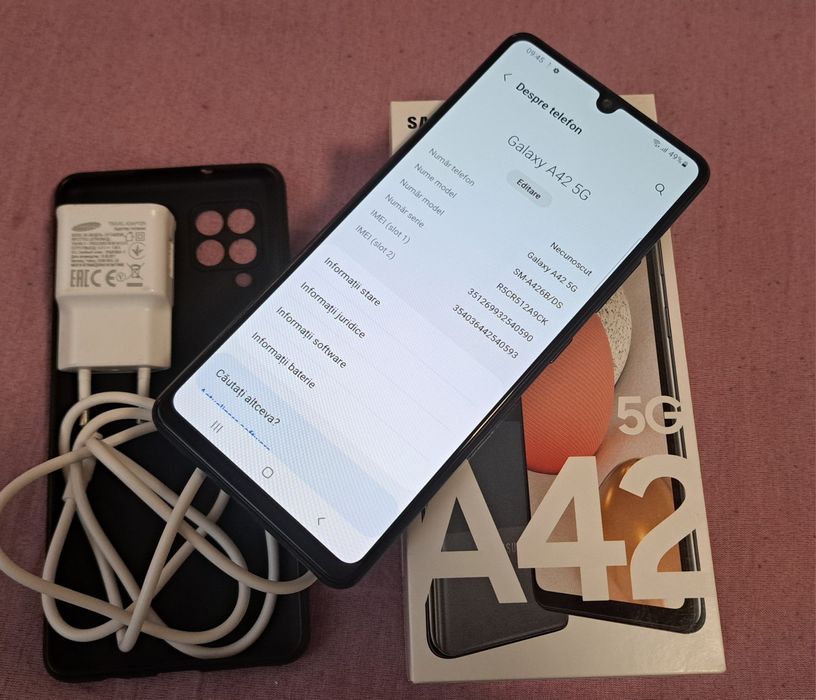 Telefon mobil Samsung A42 5G de 128 Gb si 4 Ram, cu accesorii