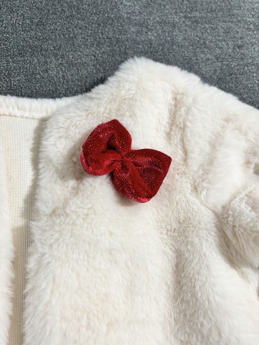 Rochie de ocazie cu sclipici + jacheta din blana, marimea 86.