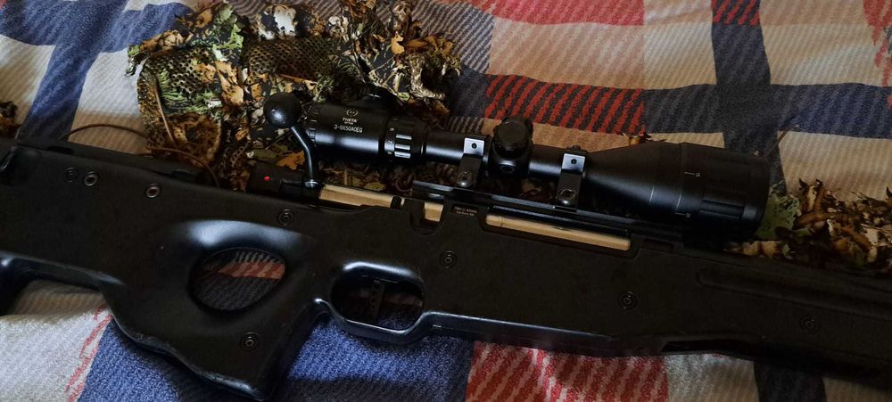 Novritsch SSG96 MK1 (Replica Sniper Airsoft L96A1 / AWP) + 3 incarcatoare, scope, silencer si camuflaj