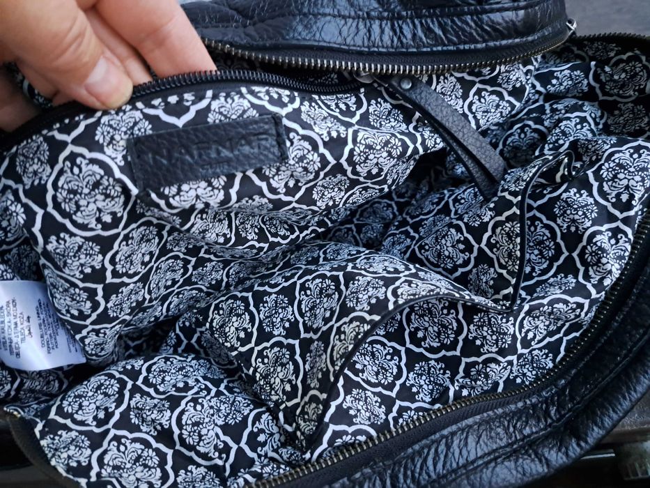 дамска чанта,черна кожена торба-естествена кожа NAF-NAF