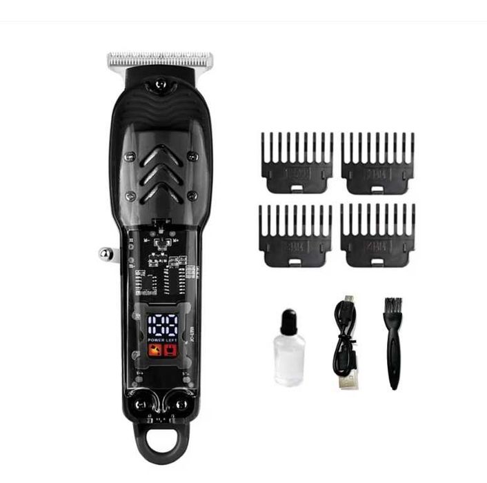 Aparat de tuns, transparent,lame otel inoxidabil, bat Li-Ion