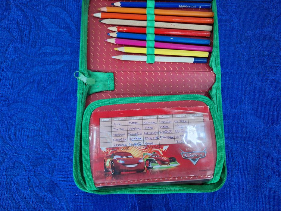 Disney Cars, 21 x 14 x 3.5 cm, Penar textil, 1 fermoar si 1 flaps