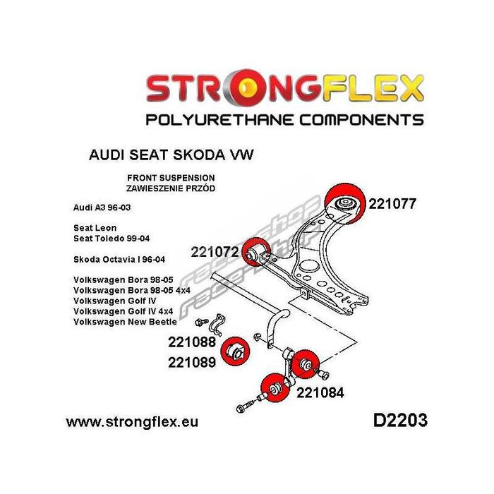 Set bucse suspensie fata VW Golf 4 Bora- 226018B