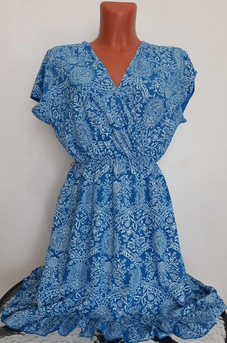 Rochie de culoarea albastru, cu elastic in talie, Answear LAB