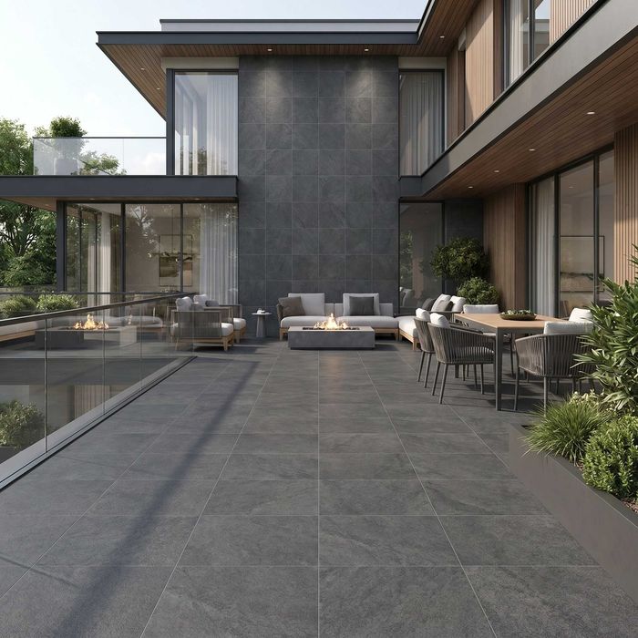 Gresie 2 cm Montana Anthracite F PCR 600X600X20 R Mat
