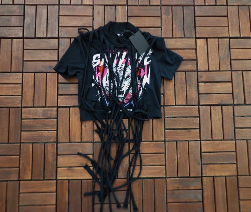 Дамска тениска Versace Jeans Black Fringed T-shirt