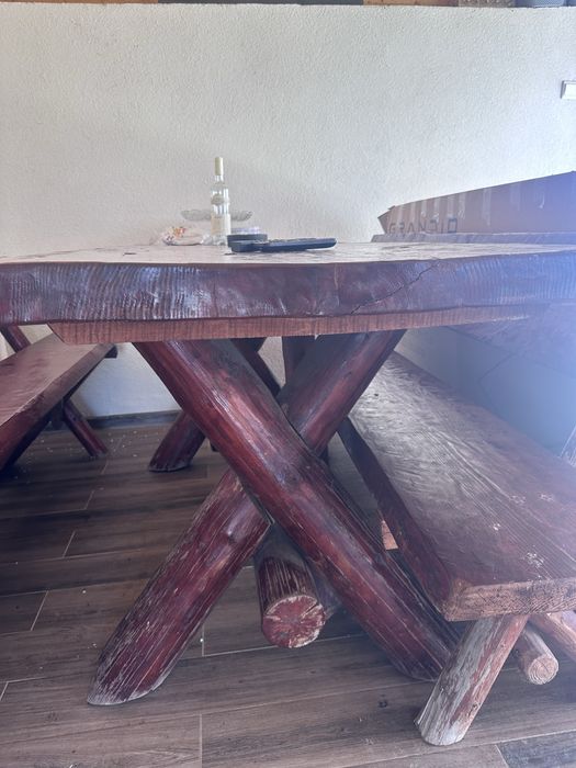 Mobilier foișor din lemn masiv complet – 8 locuri