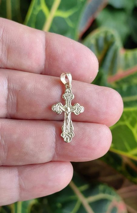 Златен кръст, 14 карата злато, кръст с разпятието на Исус Христос