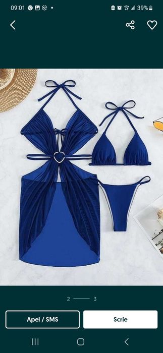 Costum de baie 3 piese cu rochita