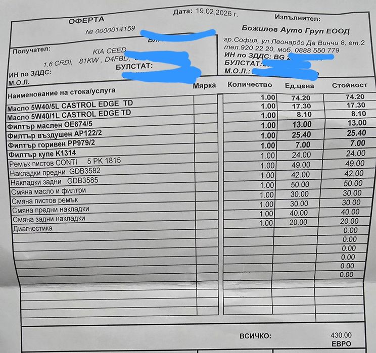 Kia ceed 2014г - 1.6 дизел, 110к.с