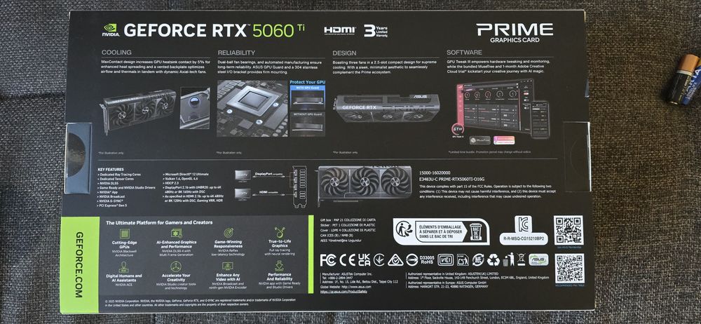 Placa video ASUS PRIME GeForce RTX 5060Ti OC 16GB GDDR7 128bit Garanti
