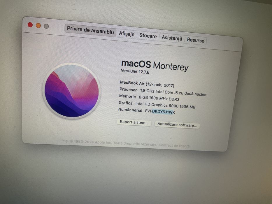 MacBook Air 13" 2017 - i5 / 8GB RAM / 128GB SSD - BATERIE NOUA 3 cicluri + Magic Mouse Original - Ca Nou PRET: 1.450 lei (negociabil) - minim 1.300