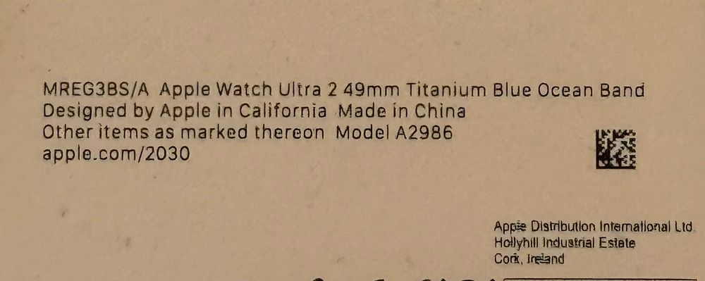 Apple Watch Ultra2 49mm Titanium Blue Ocean Band