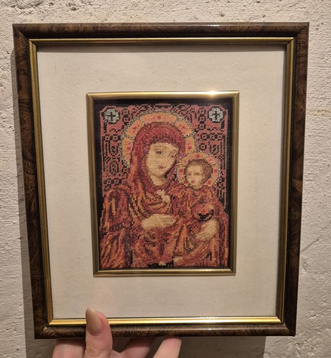 Goblen Înrămat Fecioara Maria Cu Iisus