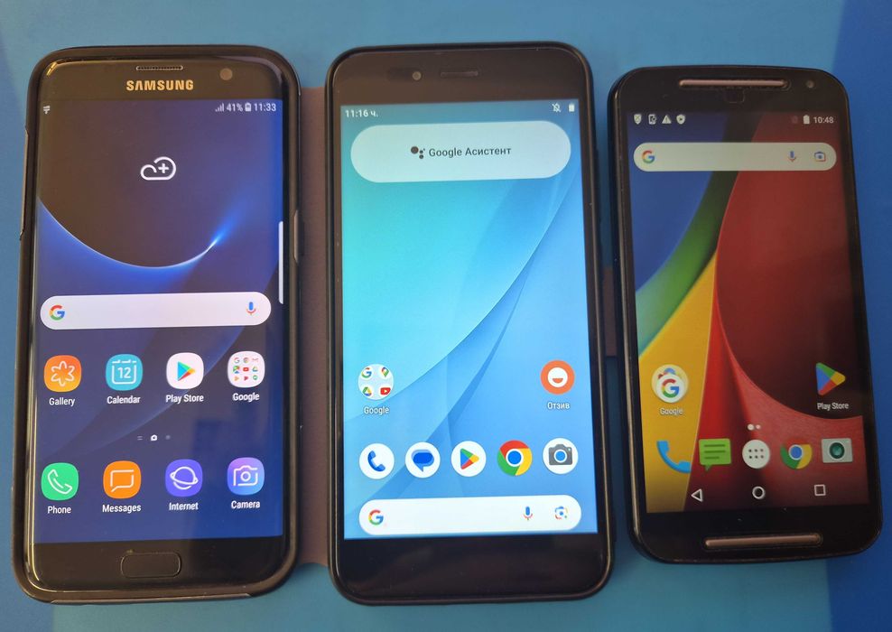 3 смартфона – Samsung S7 Edge, Xiaomi Mi A1 Red и Motorola Moto G