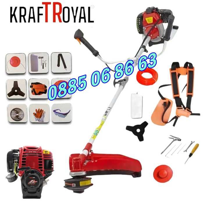 Четиритактов бензинов тример за трева 74 куб KraftMaster, храсторез