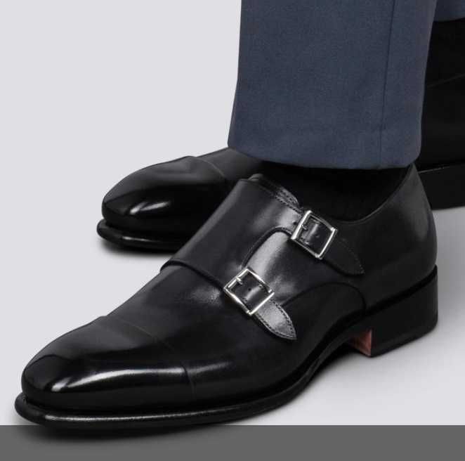 Panfofi de lux 45.5 46 46.5 monk GREVE NOI lucrati manual piele patina