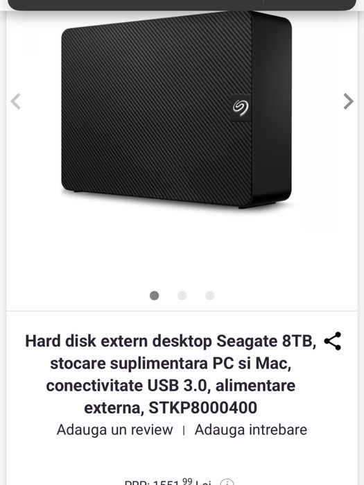 Hdd extern 8 tb seagate nou sigilat