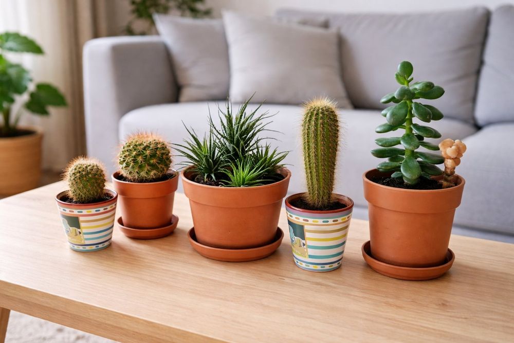 Сукуленти и кактуси в саксии – комплект декоративни растения