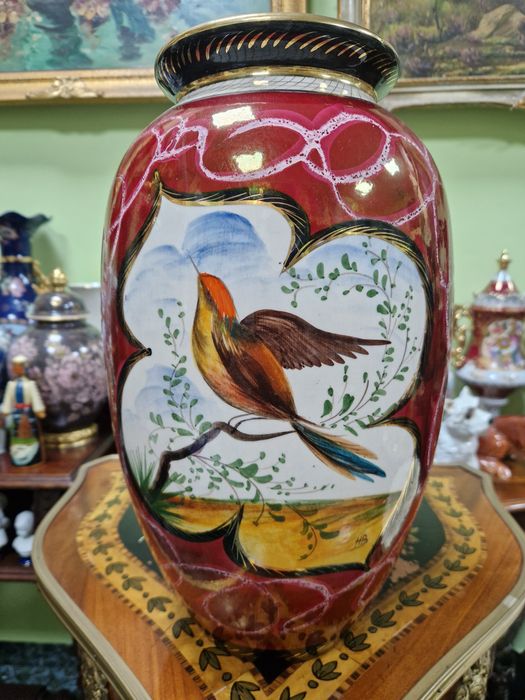 Уникална огромна антикварна белгийска порцеланова ваза H.BEQUET