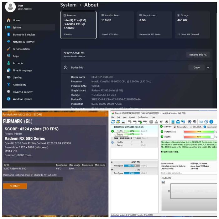 Calculator / PC Gaming – i5 6600K + RX580 8GB + Cadou