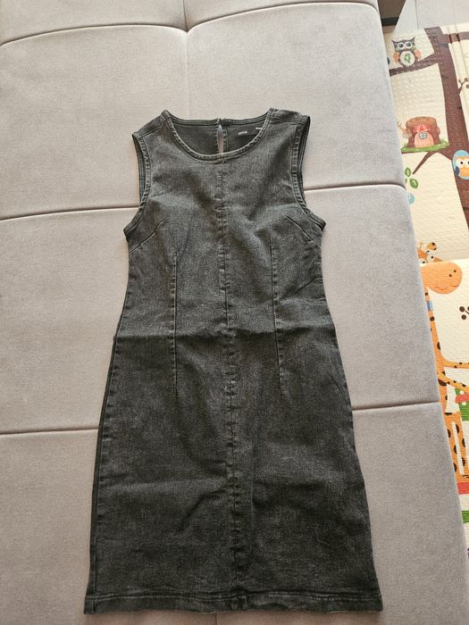 Черна дънкова рокля, тип сукман