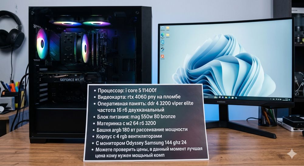 Мощьный игровой компьютер красная цена rtx4060 i511400f 16gb