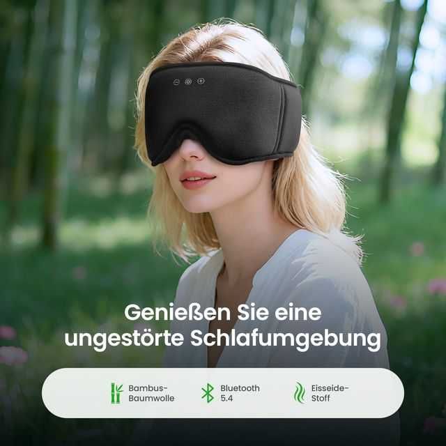 Masca de dormit cu căști Bluetooth negru