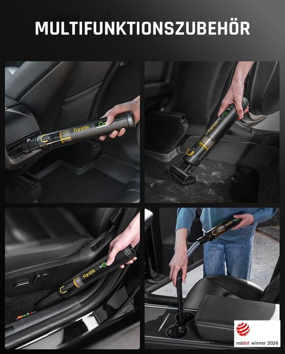 Fanttik Slim V10 APEX Безжична мини ръчна прахосмукачка 19 kPa 4 в 1 Черна