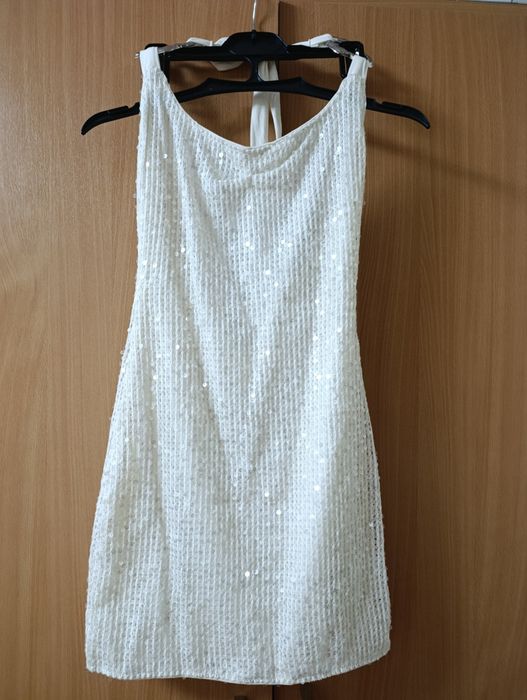 Rochie albă cu paiete, mărimea S