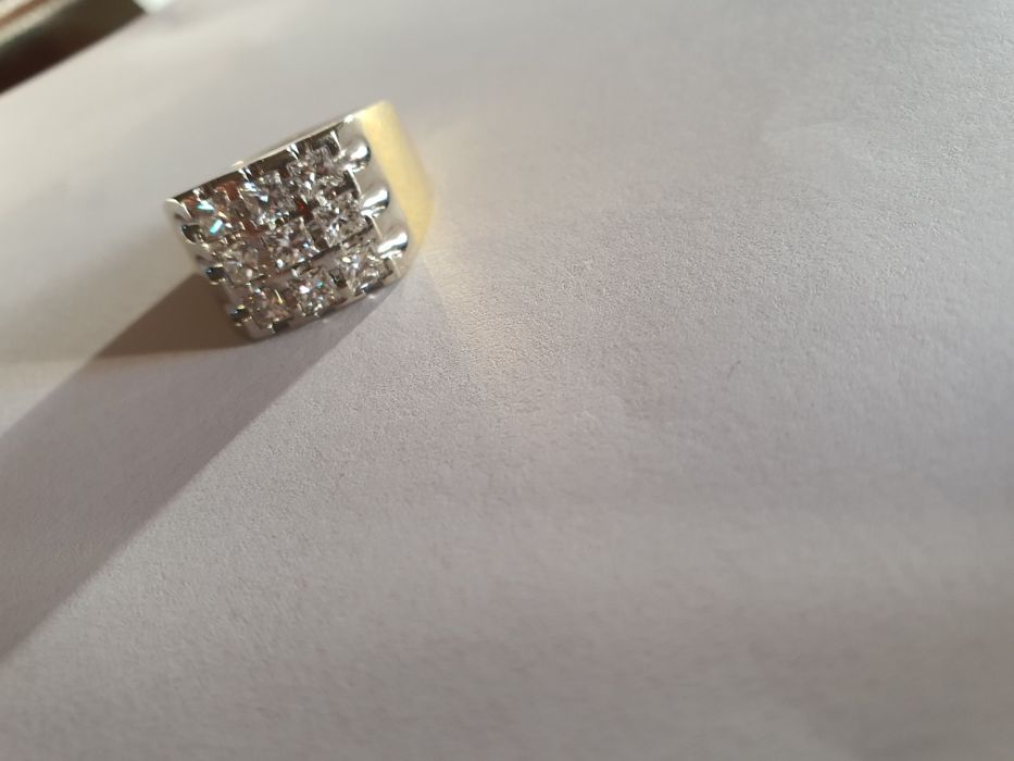 Inel ,ghiul barbați aur alb +galben 18 k cu diamante naturale 2.12 ct