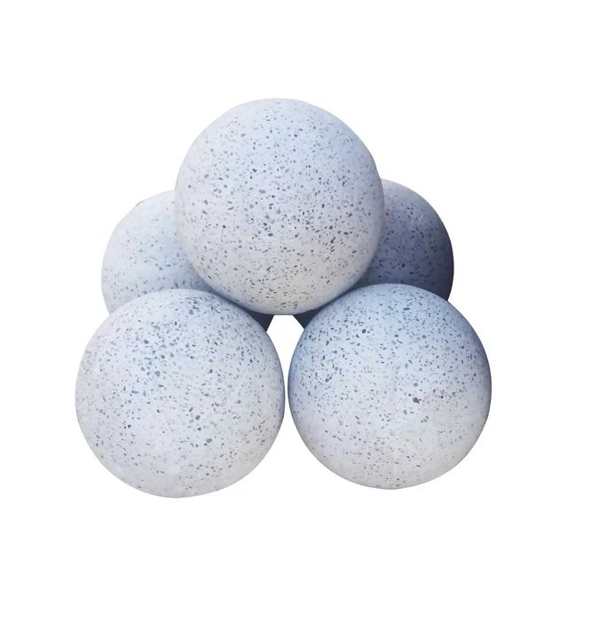 Bolard alb din beton rotund – sferic cu piatra naturala 35 cm