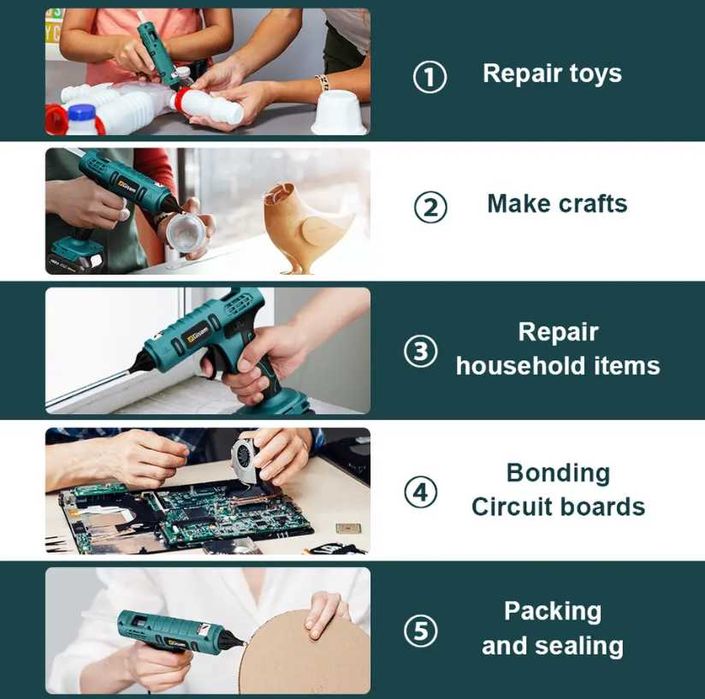 Пистолет за топъл силикон GISAM с 2 батерии