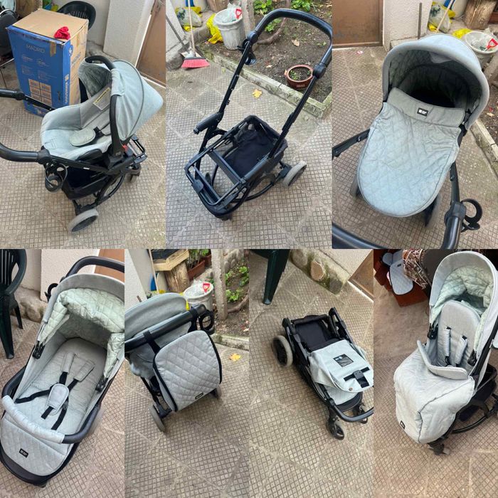 Комбинирана количка Kikaboo Madrid 3В1 MINT MELANGE