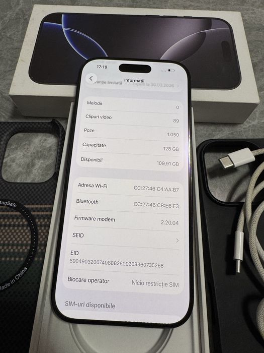 Iphone 16 Pro / Baterie 94% Ca nou