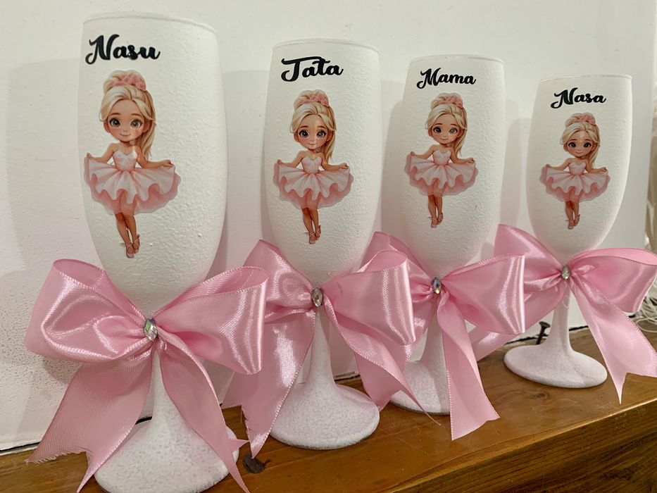 Pahare sampanie nunta botez ingeras printesa balerina
