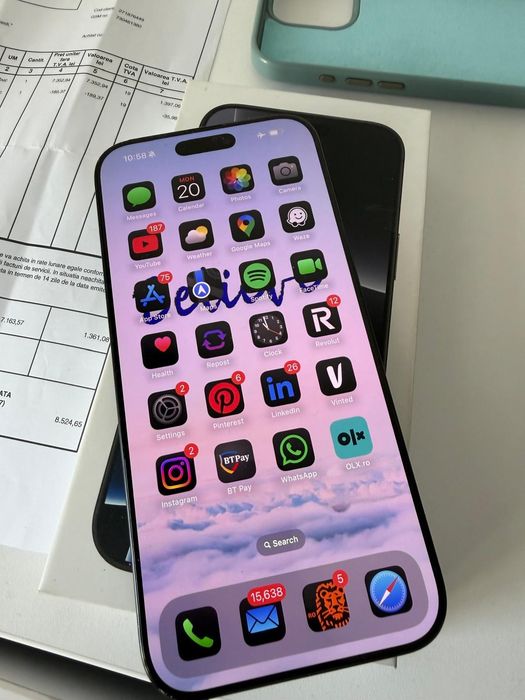 Iphone 16 Pro Max 512 neverlocked negru factura garanție Vodafone