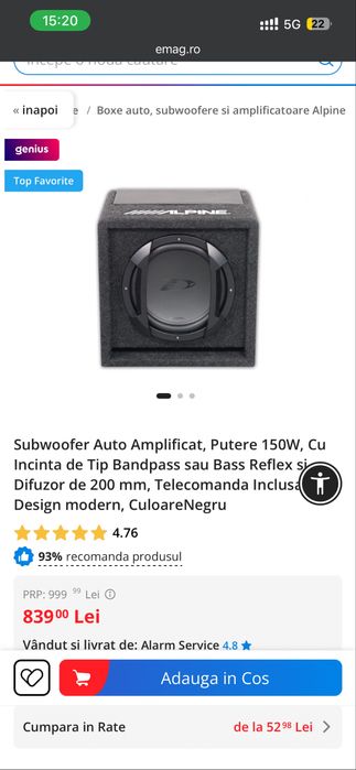 Subwoofer auto alpine