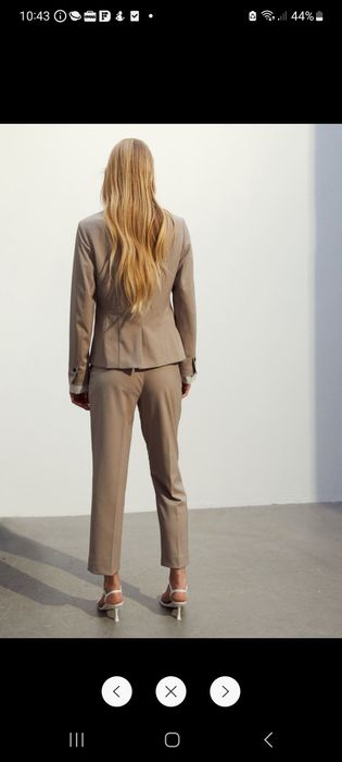 Sacou H&M crem si bleumarin 38 cambrat