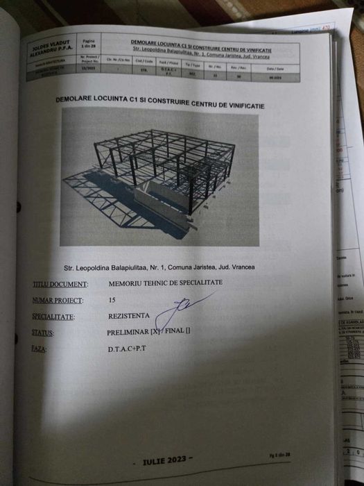 Proiect Crama – Centru de Vinificație