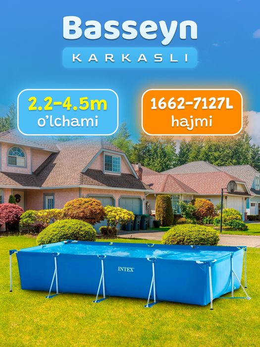 Basseyn Intex Karkasniy 450x220x84 metr+FILTR+DASTAVKA