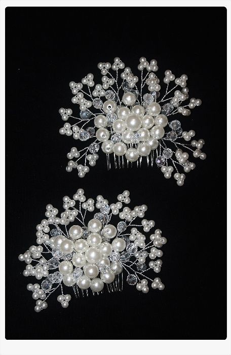 Flori accesorii lucrate manual cu perle pentru parul miresei