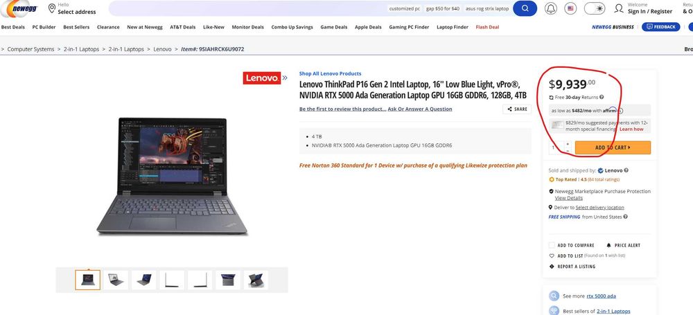 Lenovo P16 Gen2 OLED i9-13950HX 128GB Ram Nvidia RTX 5000 4TB 13.500$!